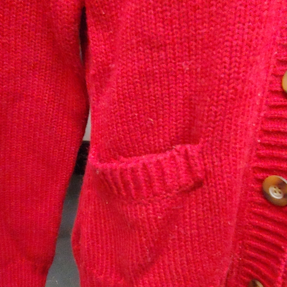 Berry red cardigan with hood and pockets - Picture 5 of 5